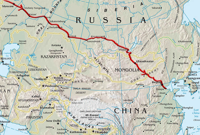 Route in Asia