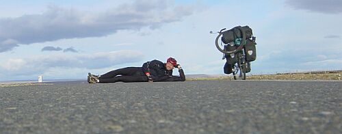Klaus lying on Ruta 40